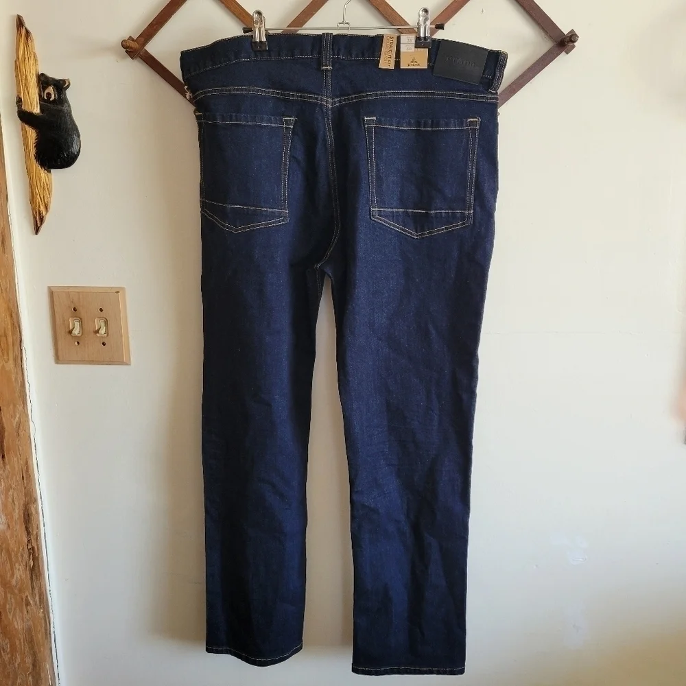 NWT Prana Feener Jean Organic Cotton Dark Wash Straight Fit 38 × 30